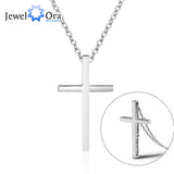 JewelOra Personalized Name Cross Pendant Necklace Stainless Steel