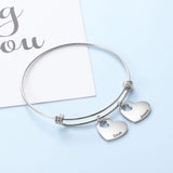 Personalized Name Heart Charms Bangle Bracelet