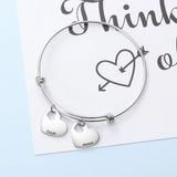 Personalized Name Heart Charms Bangle Bracelet