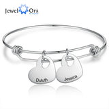 Personalized Name Heart Charms Bangle Bracelet