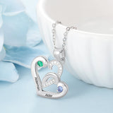 Personalized Name Heart Necklace 925 Sterling Silver Birthstone Pendant