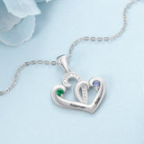 Personalized Name Heart Necklace 925 Sterling Silver Birthstone Pendant