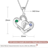 Personalized Name Heart Necklace 925 Sterling Silver Birthstone Pendant