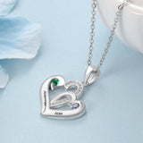 Personalized Name Heart Necklace 925 Sterling Silver Birthstone Pendant