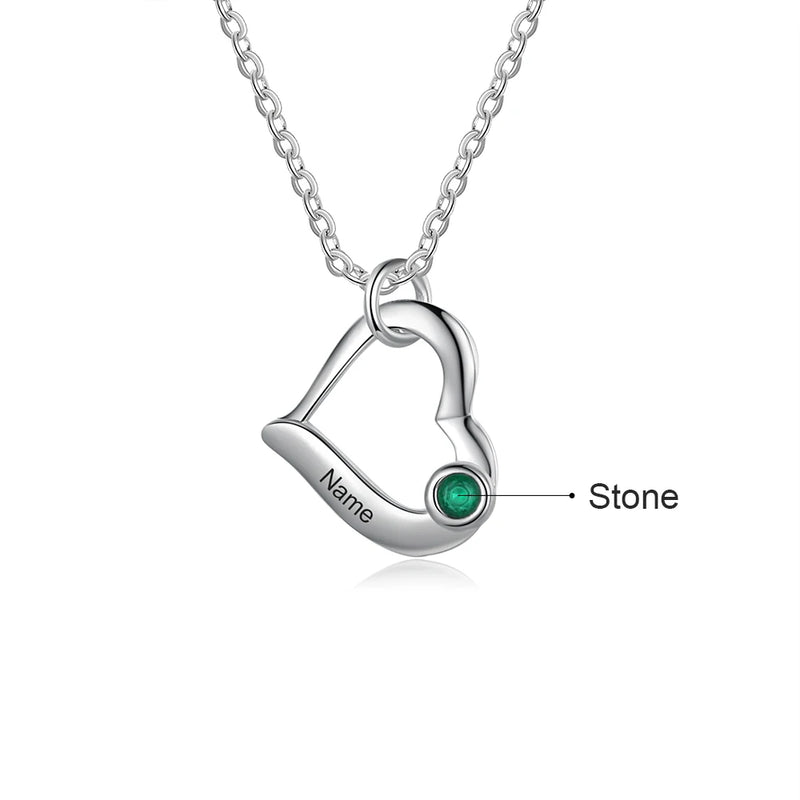 Personalized Heart Pendant with Birthstones for Women