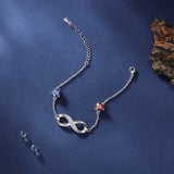 Personalized Engraved Name Infinity Bracelet with Heart Birthstone