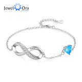 Personalized Engraved Name Infinity Bracelet with Heart Birthstone
