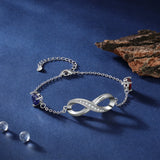 Personalized Engraved Name Infinity Bracelet with Heart Birthstone