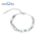 Personalized Infinity Bracelet with Birthstones Adjustable Chain