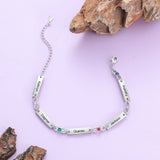 Personalized Infinity Bracelet with Birthstones Adjustable Chain