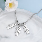 Personalized Name Necklace with Boy Girl Charms Stainless Steel Pendant