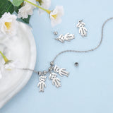 Personalized Name Necklace with Boy Girl Charms Stainless Steel Pendant