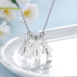 Personalized Name Necklace with Boy Girl Charms Stainless Steel Pendant