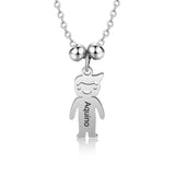 Personalized Name Necklace with Boy Girl Charms Stainless Steel Pendant