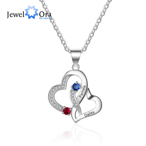 JewelOra Custom Birthstone Heart Necklace Wedding Jewelry