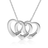 JewelOra Engraved Heart Pendant Necklace with Family Names