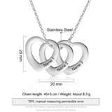 JewelOra Engraved Heart Pendant Necklace with Family Names