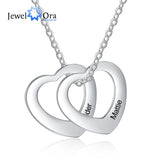 JewelOra Engraved Heart Pendant Necklace with Family Names