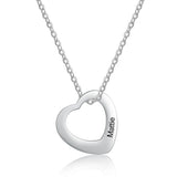 JewelOra Engraved Heart Pendant Necklace with Family Names