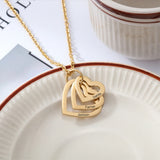 JewelOra Personalized 3 Names Heart Pendant Necklace Rose Necklace
