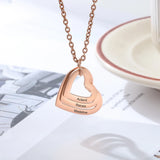 JewelOra Personalized 3 Names Heart Pendant Necklace Rose Necklace