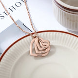 JewelOra Personalized 3 Names Heart Pendant Necklace Rose Necklace