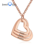 JewelOra Personalized 3 Names Heart Pendant Necklace Rose Necklace