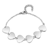 Personalized 6 Names Heart Charm Bracelet Family Bracelet