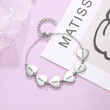 Personalized 6 Names Heart Charm Bracelet Family Bracelet