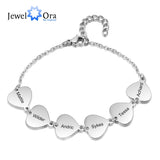 Personalized 6 Names Heart Charm Bracelet Family Bracelet
