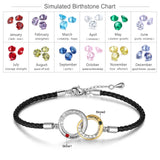 Personalized Couple Name Bracelet Leather Rope Interlocked Knot Bracelets