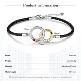 Personalized Couple Name Bracelet Leather Rope Interlocked Knot Bracelets