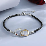 Personalized Couple Name Bracelet Leather Rope Interlocked Knot Bracelets
