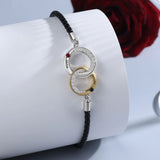 Personalized Couple Name Bracelet Leather Rope Interlocked Knot Bracelets