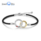 Personalized Couple Name Bracelet Leather Rope Interlocked Knot Bracelets