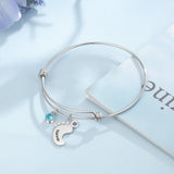 Personalized Engraving Name Baby Feet Bracelets for Women with Birthstones