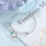 Personalized Engraving Name Baby Feet Bracelets for Women with Birthstones