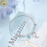 Personalized Engraving Name Baby Feet Bracelets for Women with Birthstones