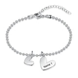 JewelOra Heart Charm Bracelet Stainless Steel for Women