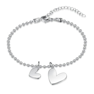 JewelOra Heart Charm Bracelet Stainless Steel for Women