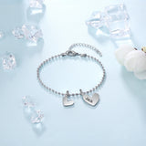JewelOra Heart Charm Bracelet Stainless Steel for Women