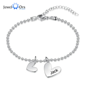 JewelOra Heart Charm Bracelet Stainless Steel for Women