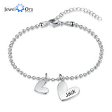 JewelOra Heart Charm Bracelet Stainless Steel for Women