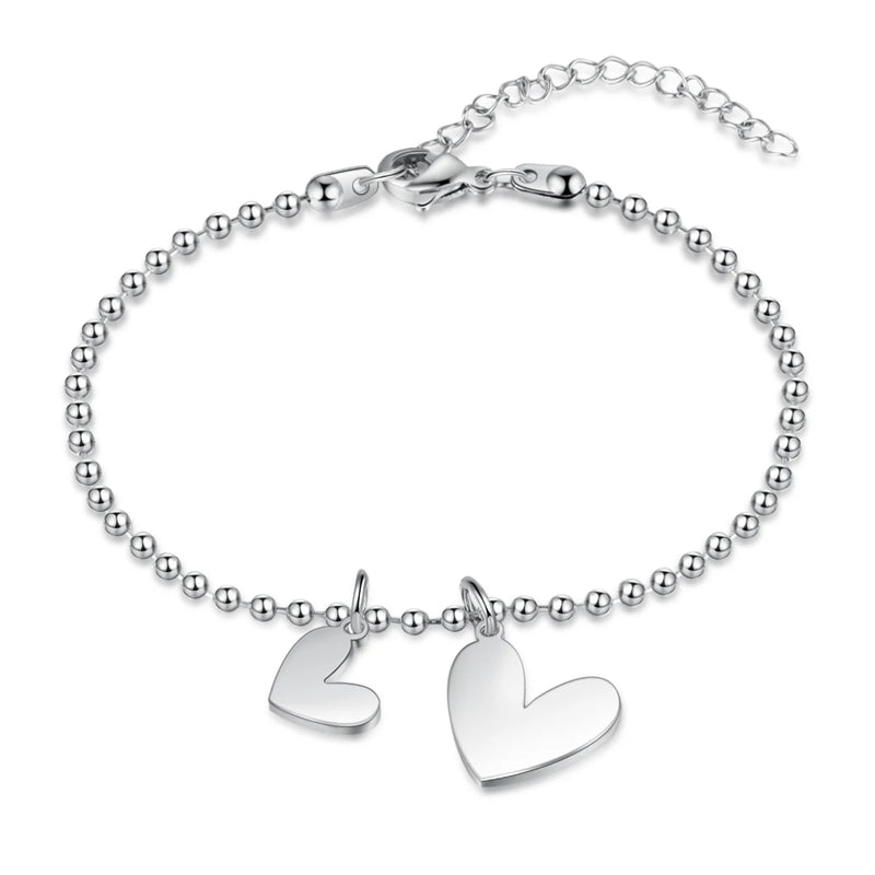 JewelOra Heart Charm Bracelet Stainless Steel for Women