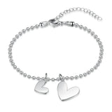 JewelOra Heart Charm Bracelet Stainless Steel for Women