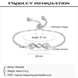 Personalized Engraving Name Infinity Bracelet with 2 Birthstones