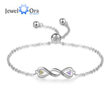 Personalized Engraving Name Infinity Bracelet with 2 Birthstones
