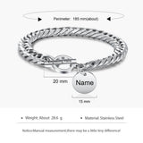 Engraved Name Toggle Bracelet Stainless Steel Chain