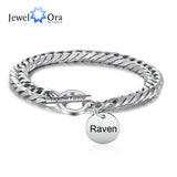 Engraved Name Toggle Bracelet Stainless Steel Chain
