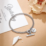 Engraved Name Toggle Bracelet Stainless Steel Chain